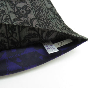 袋帯 全通柄 花唐草 x グラデーション 黒紫色 x 青紫色 正絹 カジュアル リバーシブル 着物帯 仕立て上がり 長さ440cm 美品