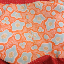 画像をギャラリービューアに読み込む, 羽織 アンティーク 銘仙 十字柄 ちりよけコート 絹 茶橙色 レトロ 着物用 身丈81cm