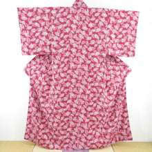 Load image into Gallery viewer, Komon Leaf Pattern Lined Collar Purple Purple Silk Silver Casual Kimono Studio 156cm