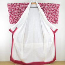 Load image into Gallery viewer, Komon Leaf Pattern Lined Collar Purple Purple Silk Silver Casual Kimono Studio 156cm