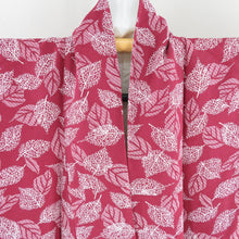 Load image into Gallery viewer, Komon Leaf Pattern Lined Collar Purple Purple Silk Silver Casual Kimono Studio 156cm