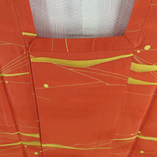 画像をギャラリービューアに読み込む, 道行 正絹 抽象文様 橙色 和装コート 着物用 ちりよけ カジュアル 身丈79cm