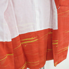 画像をギャラリービューアに読み込む, 道行 正絹 抽象文様 橙色 和装コート 着物用 ちりよけ カジュアル 身丈79cm