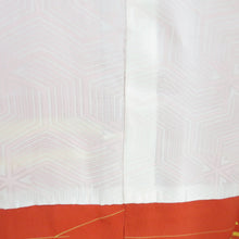 画像をギャラリービューアに読み込む, 道行 正絹 抽象文様 橙色 和装コート 着物用 ちりよけ カジュアル 身丈79cm