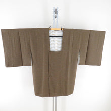 画像をギャラリービューアに読み込む, 道行 正絹 芝草文様 茶色 和装コート 着物用 ちりよけ カジュアル 身丈89cm