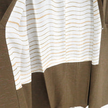 画像をギャラリービューアに読み込む, 道行 正絹 芝草文様 茶色 和装コート 着物用 ちりよけ カジュアル 身丈89cm