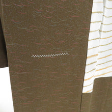 画像をギャラリービューアに読み込む, 道行 正絹 芝草文様 茶色 和装コート 着物用 ちりよけ カジュアル 身丈89cm