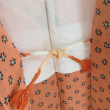 Load image into Gallery viewer, Haori Antique small Floral Pattern Pure Court Pure silk orange Retro Taisho Romance Kimono 83cm