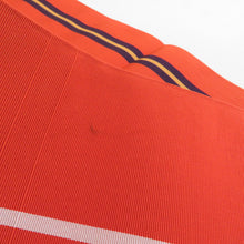 Load image into Gallery viewer, 博多織 半幅帯 2本セット 献上柄 縞 赤色 x 橙色 正絹 半巾帯 小袋帯 長さ350cm