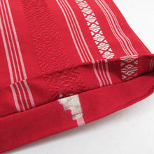 Load image into Gallery viewer, 博多織 半幅帯 2本セット 献上柄 縞 赤色 x 橙色 正絹 半巾帯 小袋帯 長さ350cm