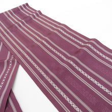 画像をギャラリービューアに読み込む, 名古屋帯 正絹 博多織 紫色 献上柄 全通柄 八寸帯 カジュアル 仕立て上がり 着物帯 長さ353cm