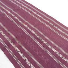 画像をギャラリービューアに読み込む, 名古屋帯 正絹 博多織 紫色 献上柄 全通柄 八寸帯 カジュアル 仕立て上がり 着物帯 長さ353cm