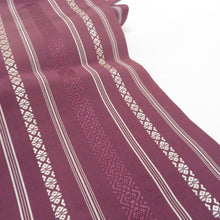 画像をギャラリービューアに読み込む, 名古屋帯 正絹 博多織 紫色 献上柄 全通柄 八寸帯 カジュアル 仕立て上がり 着物帯 長さ353cm