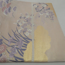 画像をギャラリービューアに読み込む, 袋帯 御所解文様 ベージュ色 金糸 六通柄 正絹 礼装 フォーマル 着物帯 長さ428cm