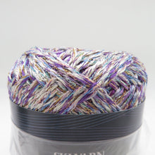 Load image into Gallery viewer, SKIYARN スキーヤーン 毛糸 SKI MEILONG スキーメイロン 4玉セット 1玉30g 糸長約100m 日本製 春夏毛糸 ラメ 紫色 茶色 灰色 未使用品