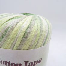 Load image into Gallery viewer, 毛糸 コットンテープカラフル 10玉セット 1玉25g巻 約67m 元廣 綿 アクリル 春夏毛糸 テープヤーン 青色 緑色 未使用品