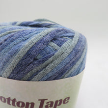 Load image into Gallery viewer, 毛糸 コットンテープカラフル 10玉セット 1玉25g巻 約67m 元廣 綿 アクリル 春夏毛糸 テープヤーン 青色 緑色 未使用品