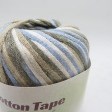 Load image into Gallery viewer, 毛糸 コットンテープカラフル 10玉セット 1玉25g巻 約67m 元廣 綿 アクリル 春夏毛糸 テープヤーン 青色 緑色 未使用品