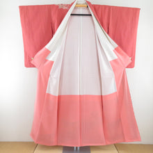Load image into Gallery viewer, 付下げ アンティーク 御召 菊柄 橙色 袷 広衿 正絹 昭和レトロ 紋なし 昔着物 身丈149cm