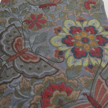 画像をギャラリービューアに読み込む, 袋帯 花蝶文様 青灰色 六通柄 正絹 礼装 フォーマル 着物帯 長さ432cm