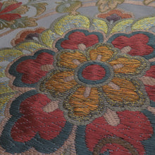 画像をギャラリービューアに読み込む, 袋帯 花蝶文様 青灰色 六通柄 正絹 礼装 フォーマル 着物帯 長さ432cm