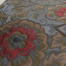 画像をギャラリービューアに読み込む, 袋帯 花蝶文様 青灰色 六通柄 正絹 礼装 フォーマル 着物帯 長さ432cm