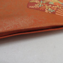 画像をギャラリービューアに読み込む, 袋帯 扇子文様 橙色 金糸 正絹 礼装 フォーマル 着物帯 長さ440cm