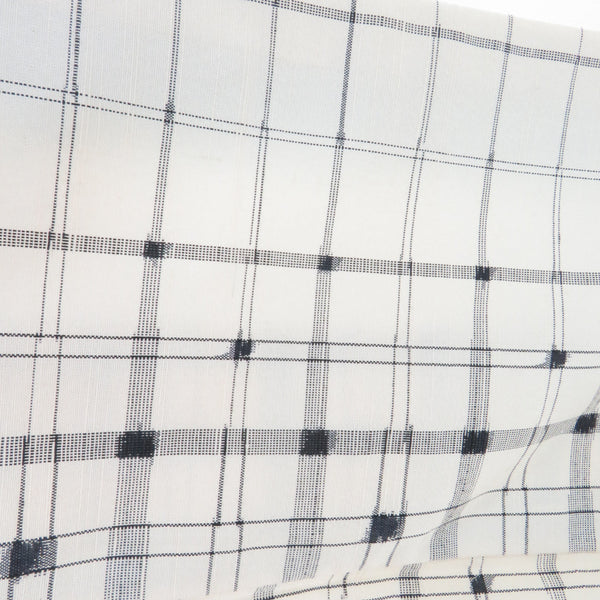 紬 着物 変わり格子 白色 袷 広衿 正絹 カジュアル着物 仕立て上がり