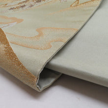 画像をギャラリービューアに読み込む, 袋帯 五重塔文様 灰緑色 金糸 六通柄 正絹 礼装 フォーマル 着物帯 長さ420cm