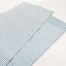 画像をギャラリービューアに読み込む, 袋帯 絲藝苑 上島洋山 すくい織 能州紬 夏用 満月とススキ文様 水色 金糸 銀糸 お太鼓柄 正絹 着物用 長さ464cm