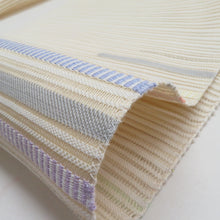 画像をギャラリービューアに読み込む, 名古屋帯 夏用 絽 ヱ霞文様 正絹 八寸帯 お太鼓柄 ベージュ色 松葉仕立て 着物帯 長さ363cm