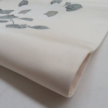 画像をギャラリービューアに読み込む, 名古屋帯 正絹 塩瀬 椿文様 箔 お太鼓柄 九寸帯 白色 カジュアル 仕立て上がり 着物帯 長さ357cm