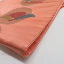 画像をギャラリービューアに読み込む, 名古屋帯 織り柄 椿文様 橙色 金糸 正絹 九寸なごや帯 お太鼓柄 開き仕立て カジュアル 着物帯 長さ360cm