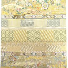 Load image into Gallery viewer, 袋帯 花車・名物裂 段織り 金糸 正絹 フォーマル 仕立て上がり 着物帯