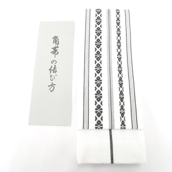 角帯 綿100％ 綿角帯 日本製 献上柄 白×黒 紳士 男性用 定番 浴衣帯 