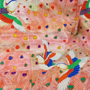 色打掛 正絹 鳥に孔雀の羽根 唐織 金糸 婚礼衣装 花嫁衣裳 ブライダル ウエディング 身丈188cm 美品