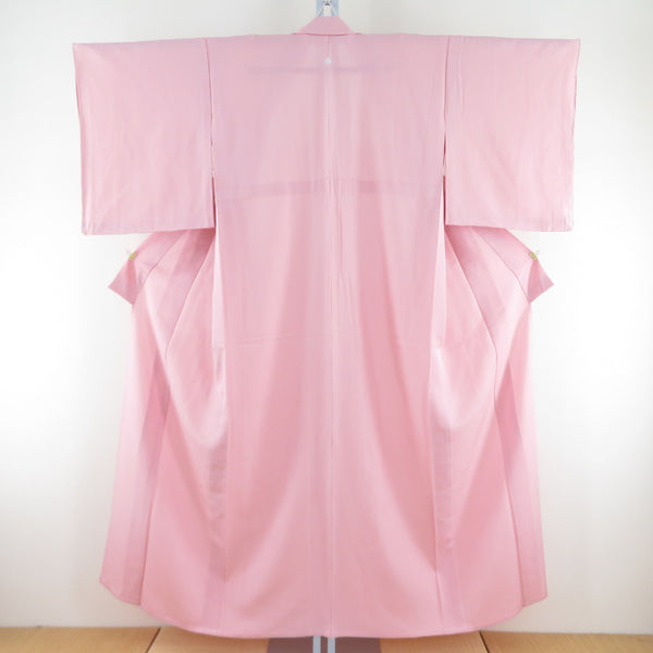 夏着物 単衣 絽 バチ衿 正絹 色無地 ピンク色 一つ紋入り 夏用 仕立て ...