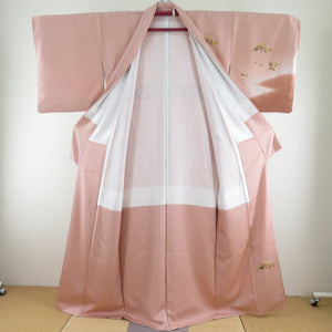 訪問着 桜柄 金彩友禅 作家物 サーモンピンク色 袷 広衿 紋無し 仕立て上がり 身丈162cm