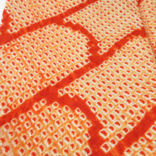 Load image into Gallery viewer, Komon total squeezed pure silk orange tile pattern lined wide collar
