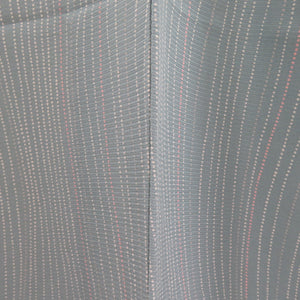 夏着物 単衣 絽 夏用 縞模様 薄水色ｘ白色 一つ紋 広衿 正絹 仕立て上がり 身丈151cm