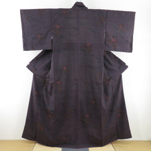 Load image into Gallery viewer, Komon Tsumugi Plum Bun Pure Silk Silk Purple Purple Lined Lined Casual Casual Tailoring Kimono Star Star 157cm