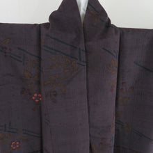 Load image into Gallery viewer, Komon Tsumugi Plum Bun Pure Silk Silk Purple Purple Lined Lined Casual Casual Tailoring Kimono Star Star 157cm