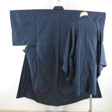 Load image into Gallery viewer, Men's kimono Tsumugi Ensemble Lined Navy blue pure silk men For men for men men's tailoring kimono men's casual height 137cm