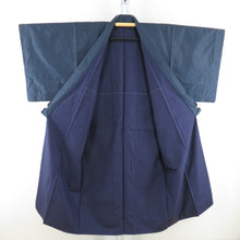 Load image into Gallery viewer, Men's kimono Tsumugi Ensemble Lined Navy blue pure silk men For men for men men's tailoring kimono men's casual height 137cm