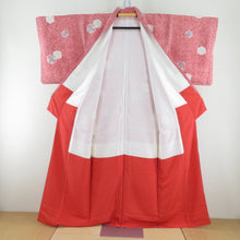 Load image into Gallery viewer, Komon crepe on the turtle shell on the shell pink pink x multicolored lined lined lined collar casual kimono 161cm beautiful goods
