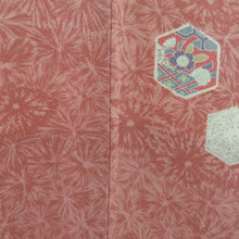 Load image into Gallery viewer, Komon crepe on the turtle shell on the shell pink pink x multicolored lined lined lined collar casual kimono 161cm beautiful goods