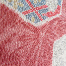 Load image into Gallery viewer, Komon crepe on the turtle shell on the shell pink pink x multicolored lined lined lined collar casual kimono 161cm beautiful goods