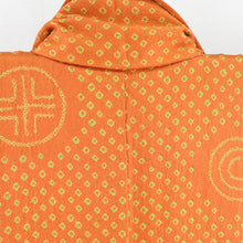 Load image into Gallery viewer, Komon aperture round pattern lined wide collar orange beige beige pure silk tailed casual kimono 159cm