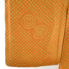 Load image into Gallery viewer, Komon aperture round pattern lined wide collar orange beige beige pure silk tailed casual kimono 159cm