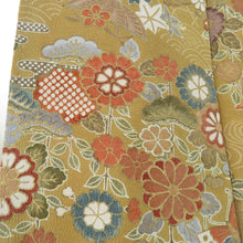 Load image into Gallery viewer, Komon Japanese tool and flower butterfly pattern lined brown collar brown pure silk tailed casual kimono 155cm